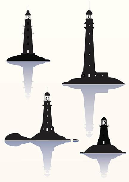 Black And White Lighthouse Silhouette Illustrations Royalty Free