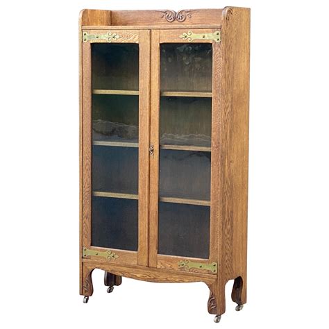Large Oak European Bookcase With Glass Doors In Gustavian Style At 1stdibs
