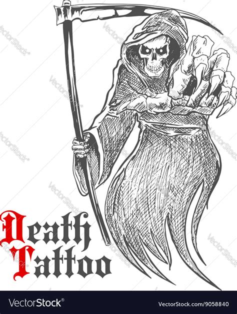 Dreadful Grim Reaper With Scythe Royalty Free Vector Image