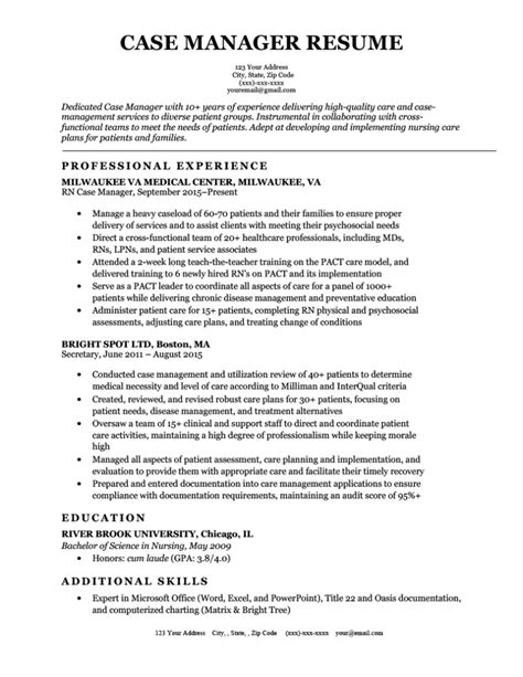 Case Manager Resume Sample And How To Write Resume Genius