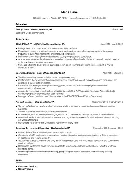 Chief Of Staff Resume Template
