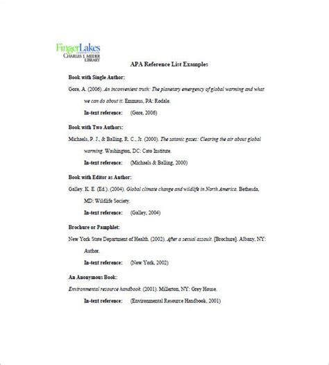 10 Reference List Templates Pdf Doc