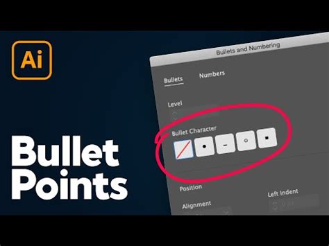 How To Add Bullet Points In Illustrator Youtube