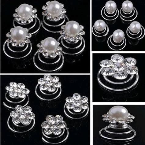 Wholesale 10piecelot New Wedding Bridal Crystal Imitation Pearl Swirl Twist Hair Spin Pins