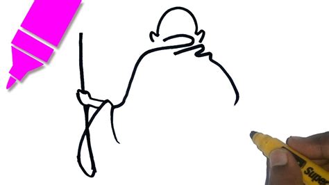 How To Draw Mahatma Gandhi Drawing For Kids Step By Step