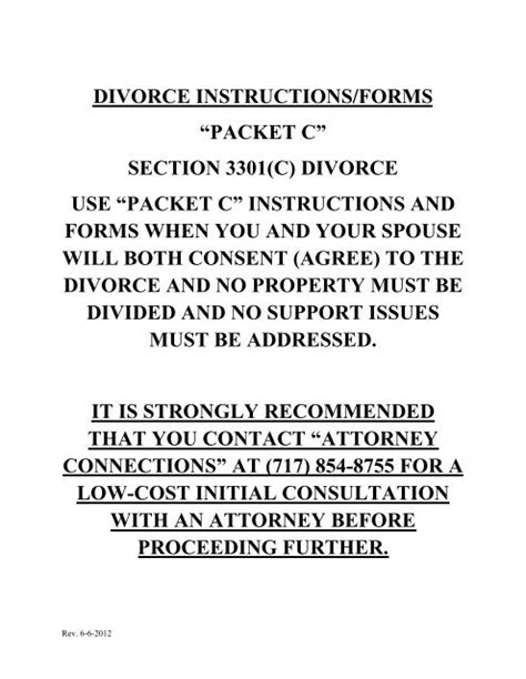 York County No Fault Divorce Forms And Instructions