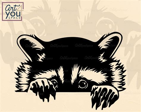 Peeking Raccoon SVG Silhouettes dxf funny animal SVG Files | Etsy