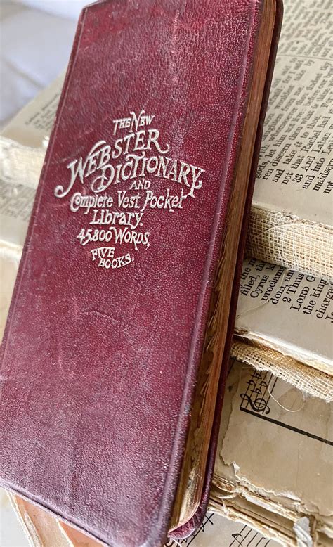 Antique WEBSTER DICTIONARY Book Best Pocket with Tabs Farmhouse Decor