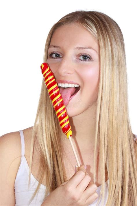 Girl Licking Lolipop Stock Image Image Of People Face