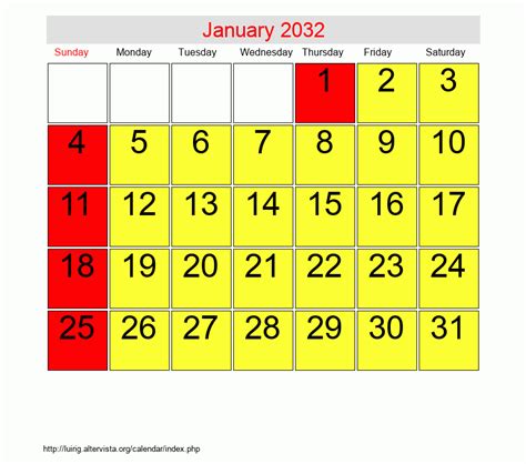 January 2032 Roman Catholic Saints Calendar