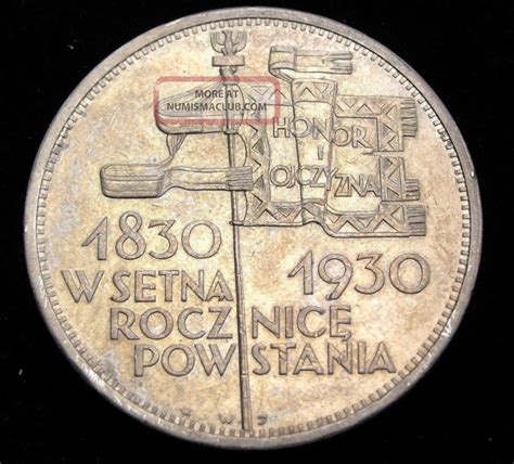 1930 Poland 5 Zlotych Silver Coin Looks Au Y19 1 Revolution Of 1830
