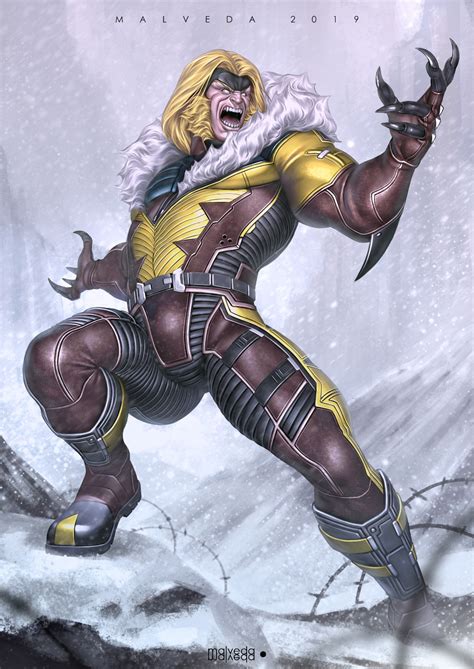 An Image Of A Man Dressed As Wolverine In The Snow With His Claws Out