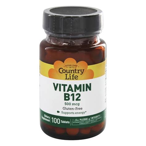 Country Life Vitamin B12 500 Mcg 100 Tablets