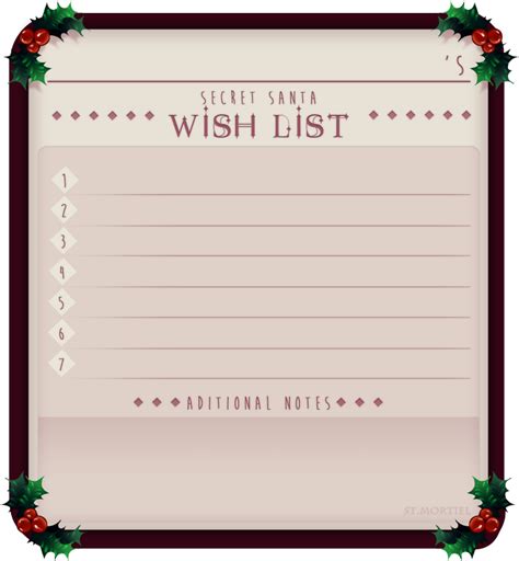 :STM: Secret Santa Wishlist by Panooks on DeviantArt