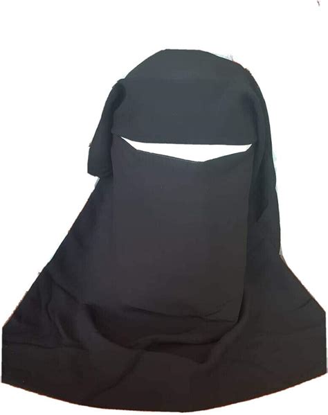 Black Full Niqab Hijab Burqa Islamic Face Cover Veil Abaya Jilbab Double Layered Amazon Co