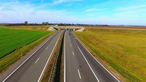 Bridge Road Aerial View Aerial View Cars Traffic On Highway Cars