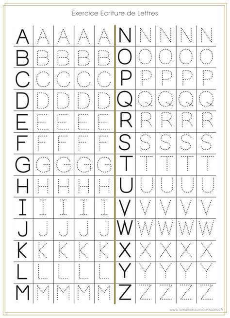 Exercice écriture alphabet Apprendre l alphabet Cahier d écriture