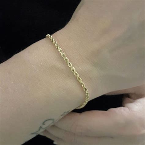 14k real solid yellow gold rope chain bracelet for women 2 5mm