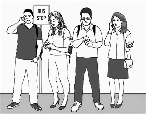 Bus Stop Cartoon Drawing A Simple Bus Stop Scene Download Free