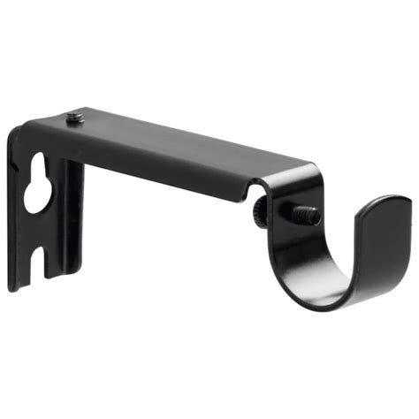 Black Steel Single 4 In Projection Curtain Rod Bracket Set Of 2 186915 The Home Depot