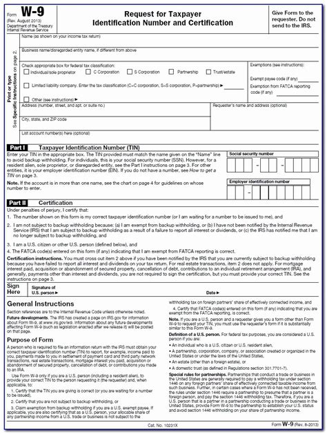 Free Printable Irs W 9 Form Printable Forms Free Online