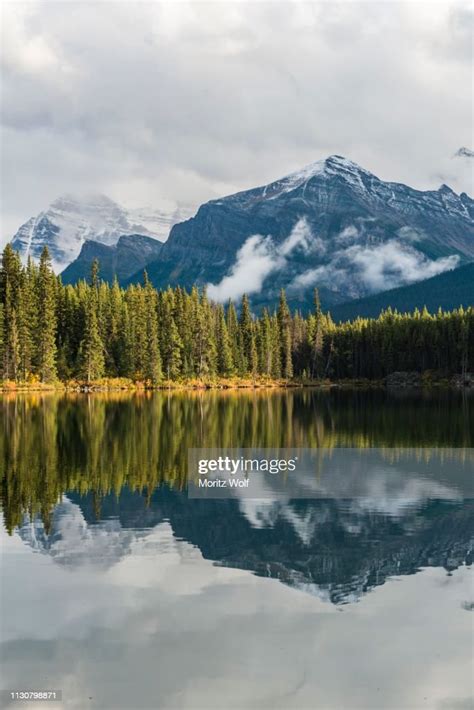 Herbert Lake Lake With Reflection Of The Bow Range Banff National Park