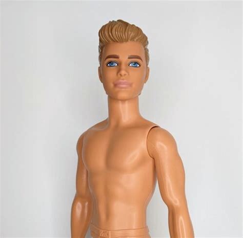 Ken Doll Nude Caucasian Original Body Dark Blonde Brown Molded Hair