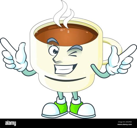 Wink Character Cup Coffee In Cartoon Mascot Stock Vector Image And Art