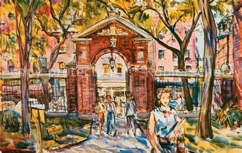 Cambridge Massachusetts Harvard Gate Watercolor Painting By Charles