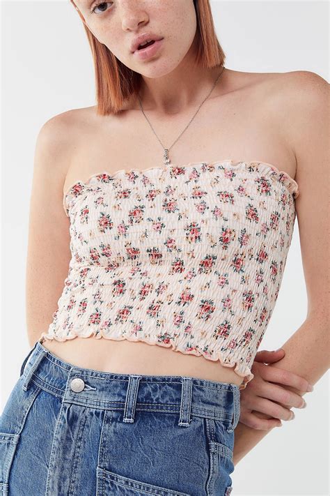 UO Cami Smocked Cropped Tube Top Cropped Tube Top Tube Top Outfits Tube Top