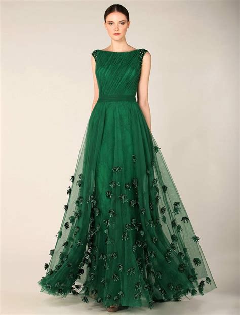 Modest Boat Neck Forest Green Prom Dresses 2017 Beaded Pleated With