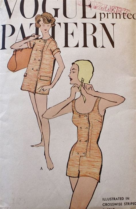 Fab 1950s One Piece Bathing Suit And Coat Vogue 9474 Vintage Etsy