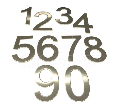 Brushed Stainless Steel House Numbers Stick On 3m Adhesive 10cm Tall