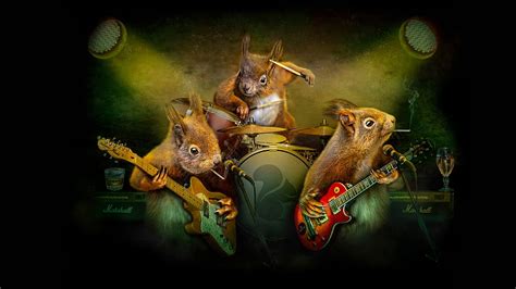 Squirrel Band Creative Animal Veverita Squirrel Drummer Band