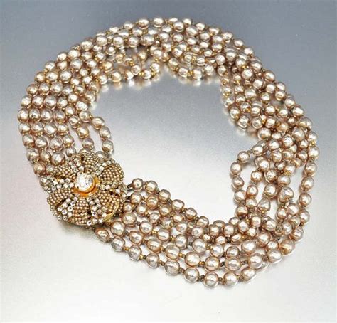 Signed Miriam Haskell Necklace Baroque Pearl Designer Vintage Jewelry