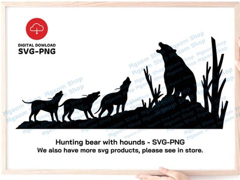 Hunting Bear With Hounds Svg Bear Hunting Svg Hounds Dog Etsy