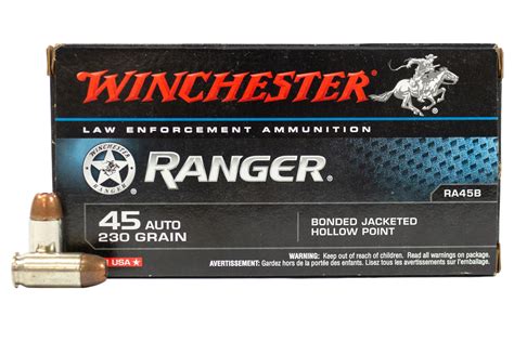 Winchester 45 Auto 230 Gr Jhp Ranger Bonded Police Trade Ammo 50box