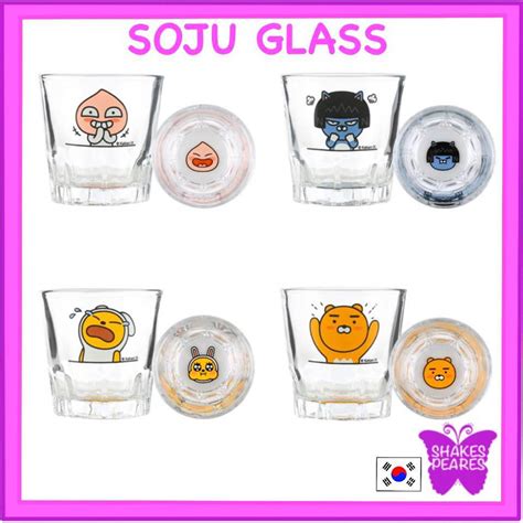 Kakao Friends Ryan Apeach Soju Deinking Glass Cup 4p Set From Korea