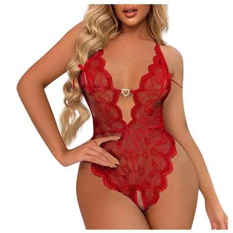 Ydkzymd Womens Sexy Lingerie Chemise With Deep V Set Lace Sheer