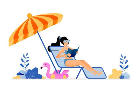 Woman Sunbathing And Enjoying Beach Graphic By Setiawanarief111 · Creative Fabrica