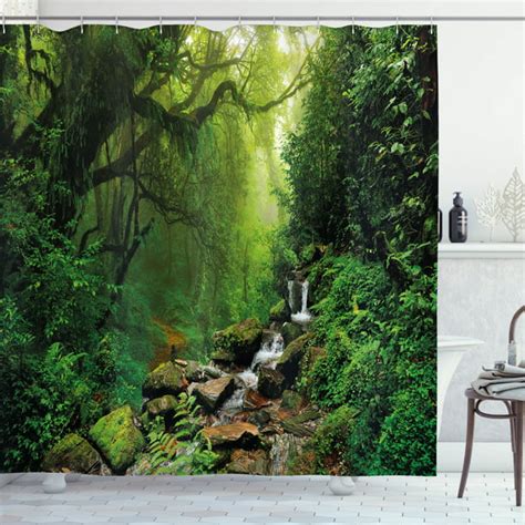 Nature Shower Curtain Into The Woods Idyllic Forest Greenland Dreamy