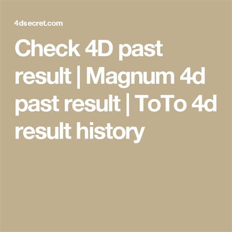 Supreme toto 658 past draw results. Check 4D past result | Magnum 4d past result | ToTo 4d ...