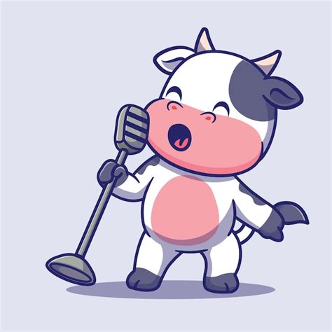 Premium Vector Cute Cow Singing Cartoon Vector Icon Illustration