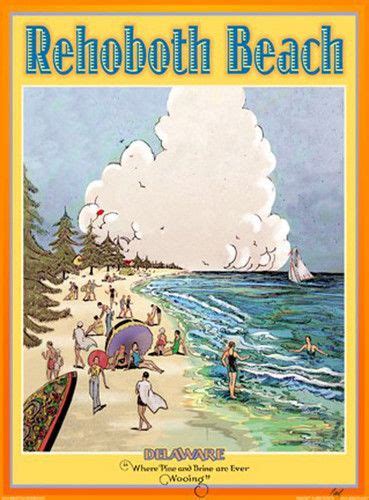 Rehoboth Beach Vintage Art Deco Style Travel Poster By Aurelio Grisanty