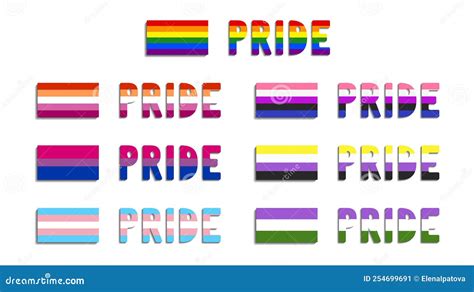 Set Of Sexual Identity Pride Flags Lgbt Symbols Stock Vector