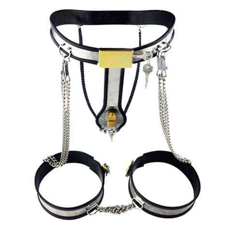 Chained Thigh High Chastity Belt And Cuffs Female Chastity Play Toys