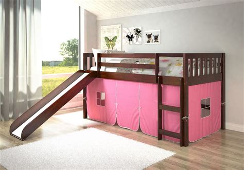 Merax twin loft bed with slide for kids/toddlers, wood low sturdy loft bed, no box spring needed, 78.2 l x 42.3 w x 44.4. Childrens Tent Loft Bed With Slide | KFS STORES