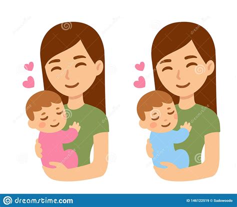 Cute Cartoon Mother And Baby Stock Vector Illustration