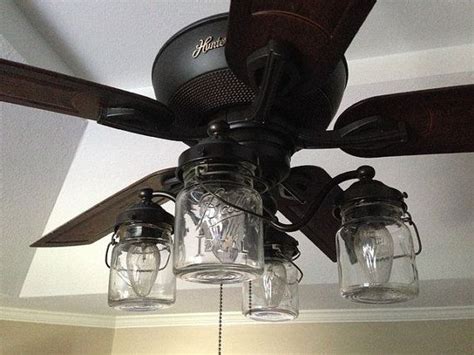 Rustic Mason Jar Ceiling Fan Light Kit Only With Vintage Pints Etsy