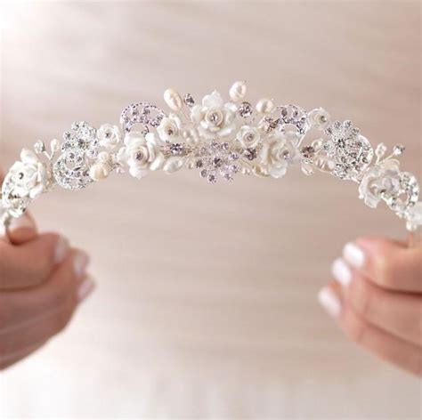 Rhinestone And Pearl Wedding Tiara Bridal Hair Accessory Pearl Bridal